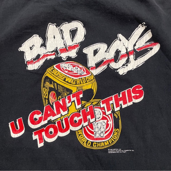 1990 Vintage NBA Detroit Pistons Hammer Time Bad Boys Graphic T Shirt Used - Picture 3 of 5